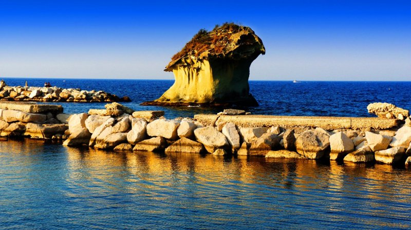 Lacco Ameno Ilha de Ischia Itália Paisagem Mar Natureza Pedra Rocha Água Areia