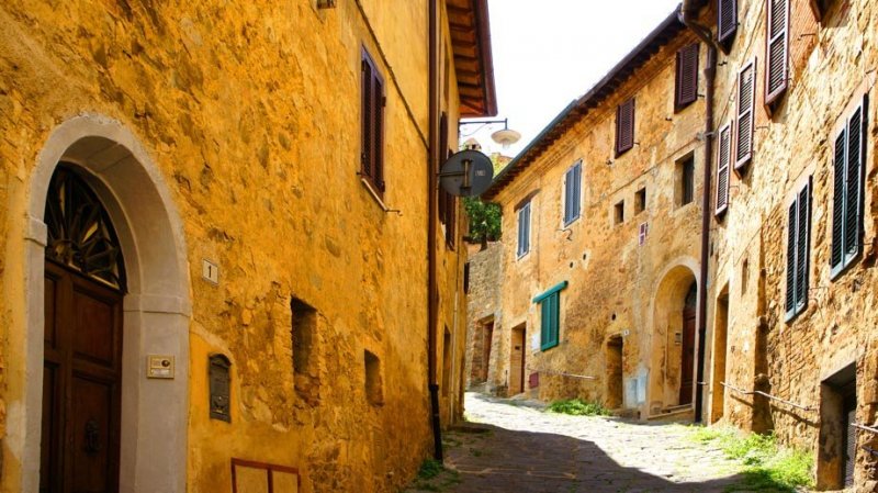 montalcino Portas Janelas Interior Tijolo Rua Pedra Casas Antigas Lomba italia