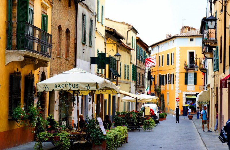 montalcino Loja Rua Bares Interior Centro Casas Varandas Janelas Montalcino Itália