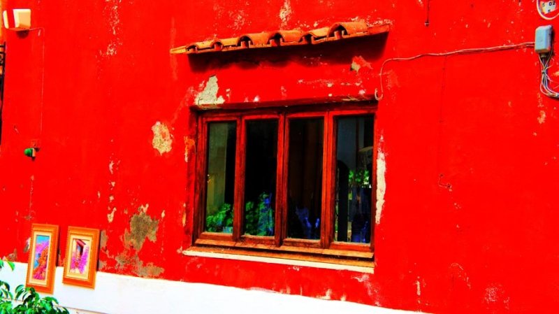 Italia Positano janela abertura vermelho vermelha casa  Detalhe