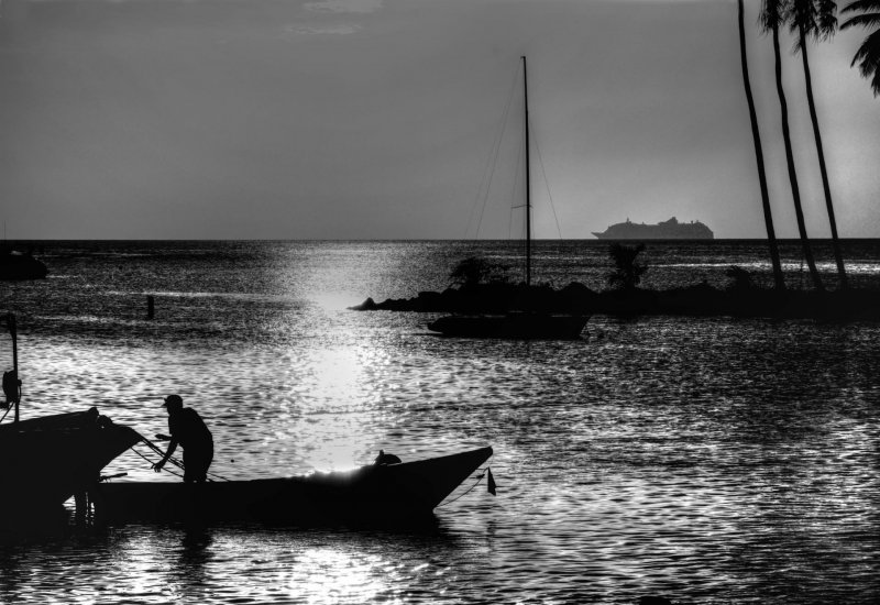 Caribe Antilhas mar barco paisagem por do sol por-do-sol entardecer pescador pesca