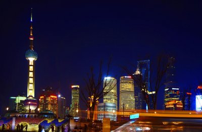 Vista de Xangai a noite