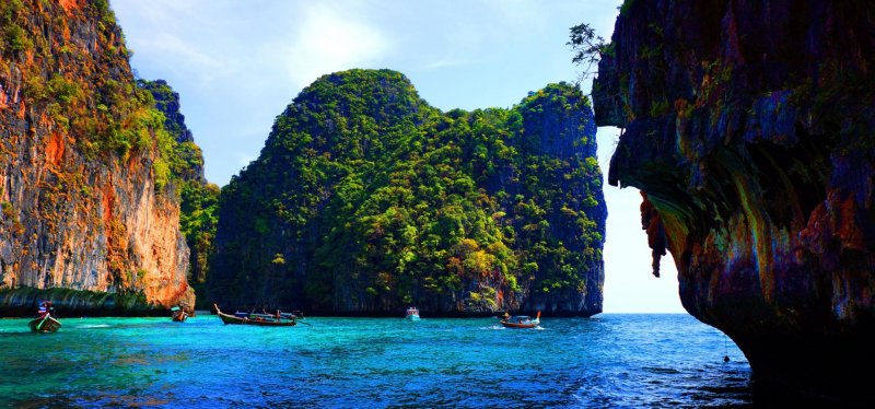 Tailândia koh phi phi montanha morro Ásia férias costa tropical tailândia trópicos baía céu verão parque mar água oceano turista destino paraíso praia  turismo paisagem rocha